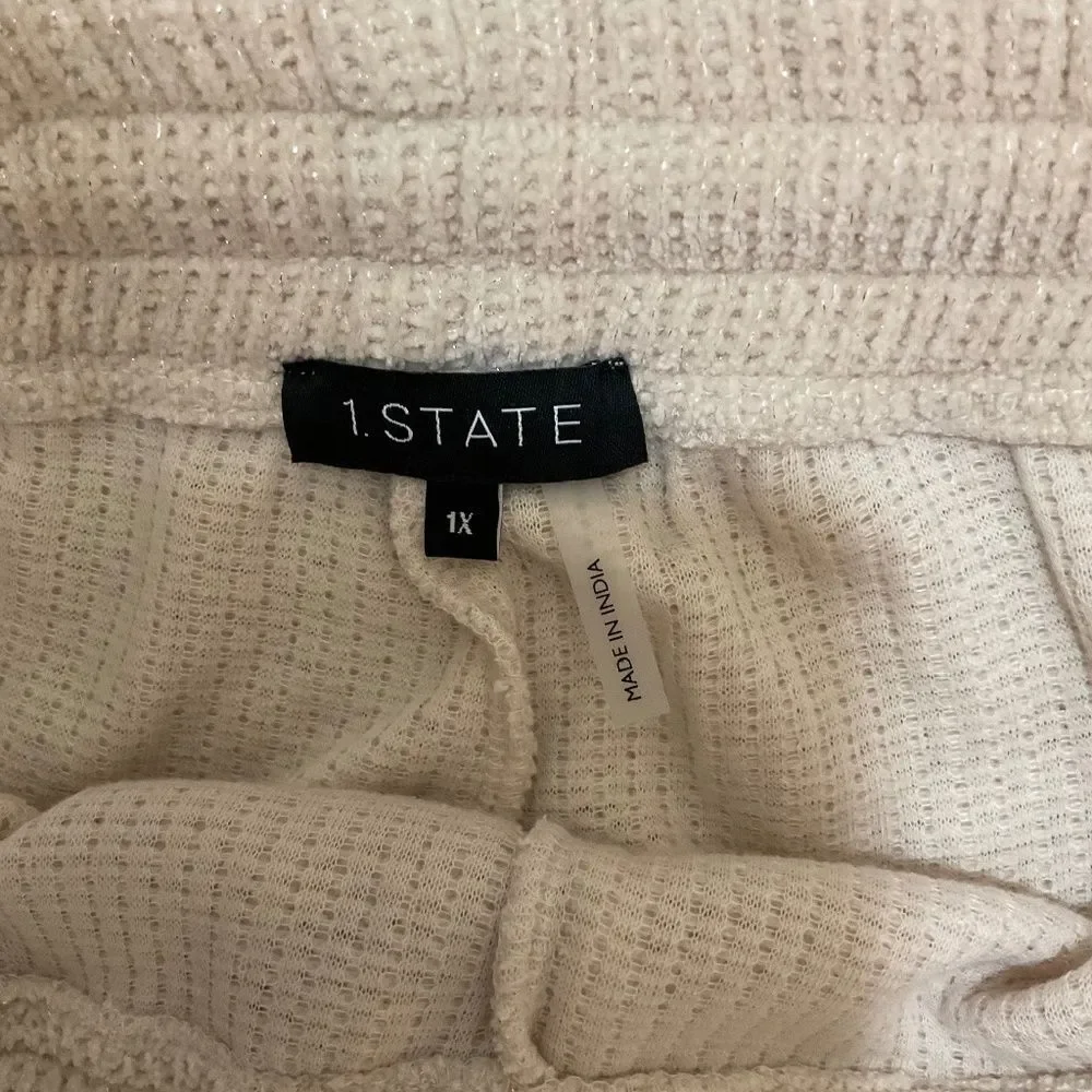 1.STATE Plus Tassel Tie Pocketed Jogger Pants Off White Cream Size 1X NWT